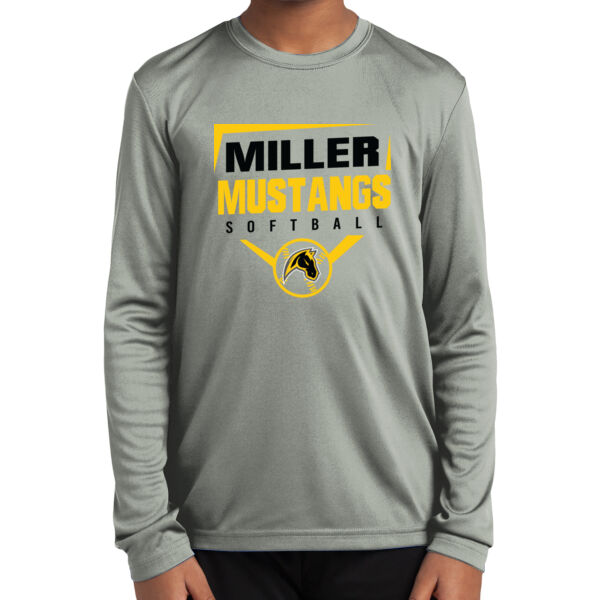 Miller Softball Youth Silver Long Sleeve PosiCharge Competitor Tee Thumbnail