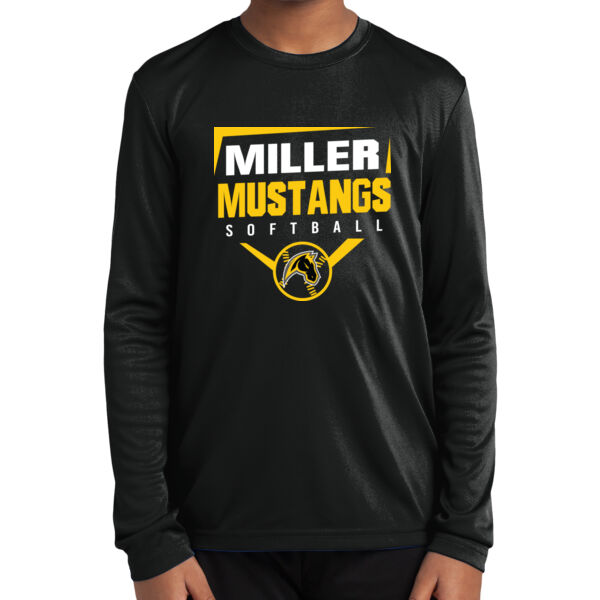 Miller Softball Youth Black Long Sleeve PosiCharge Competitor Tee Thumbnail