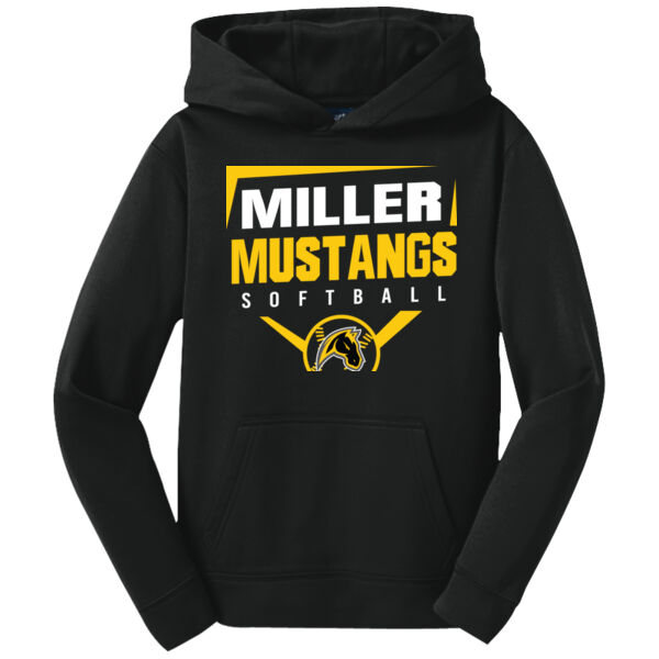 Miller Softball Youth Black Sport Wick Fleece Hooded Pullover Thumbnail