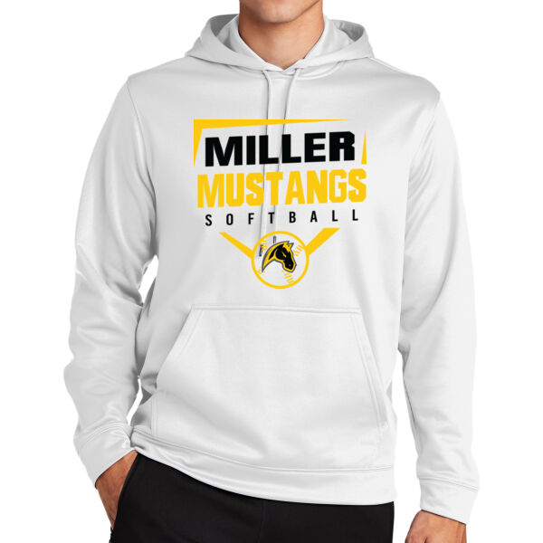 Miller Softball White Sport Wick Fleece Hooded Pullover Thumbnail