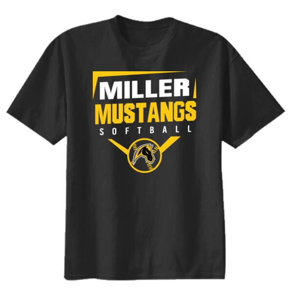 Miller Softball Youth Black Heavy Cotton 100% Cotton T Shirt Thumbnail