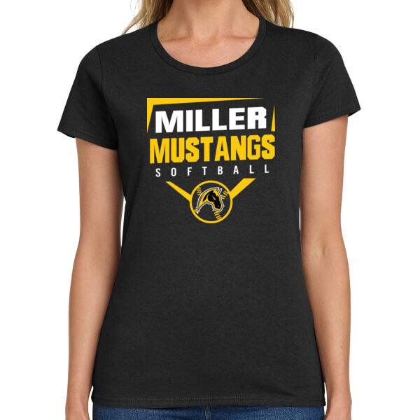 Miller Softball Ladies Black Heavy Cotton 100% Cotton T Shirt Thumbnail