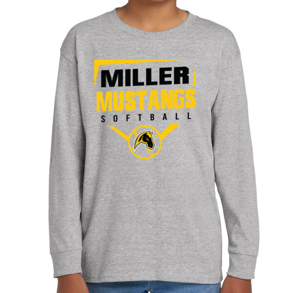 Miller Softball Youth Grey Heavy Cotton 100% Cotton Long Sleeve T Shirt Thumbnail