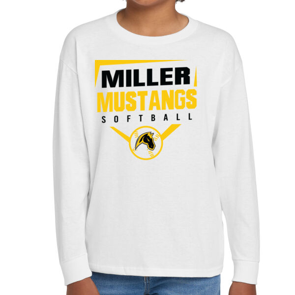 Miller Softball Youth White Heavy Cotton 100% Cotton Long Sleeve T Shirt Thumbnail