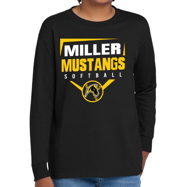 Miller Softball Youth Black Heavy Cotton 100% Cotton Long Sleeve T Shirt Thumbnail