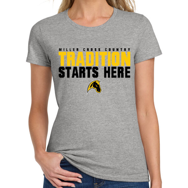 Miller Cross Country Ladies Grey Heavy Cotton 100% Cotton T Shirt Thumbnail