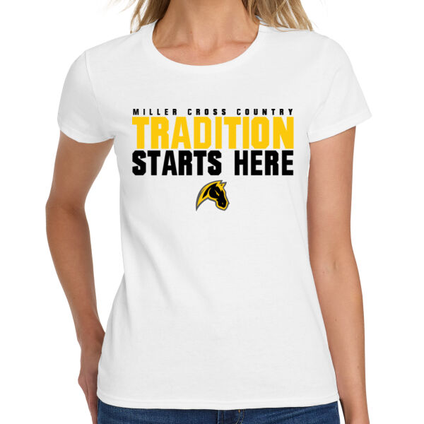 Miller Cross Country Ladies White Heavy Cotton 100% Cotton T Shirt Thumbnail