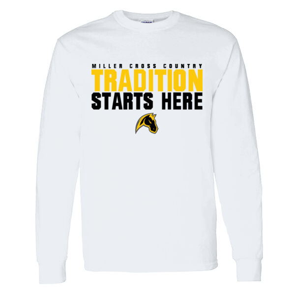 Miller Cross Country White Heavy Cotton 100% Cotton Long Sleeve T Shirt Thumbnail