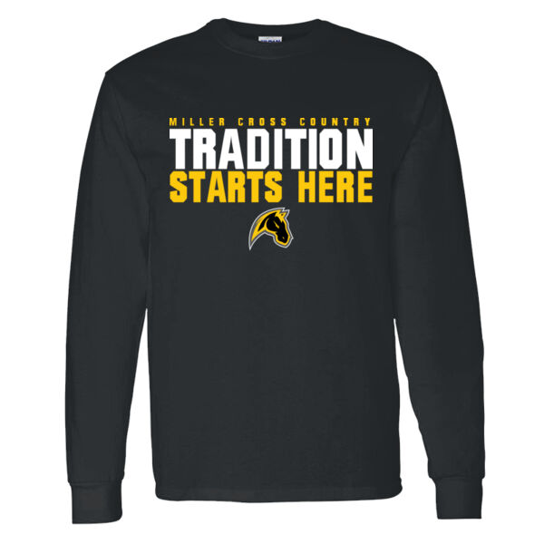 Miller Cross Country Black Heavy Cotton 100% Cotton Long Sleeve T Shirt Thumbnail