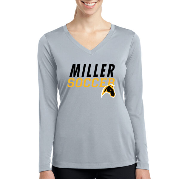 Miller Girls Soccer Ladies Long Sleeve PosiCharge Competitor V Neck Tee Thumbnail