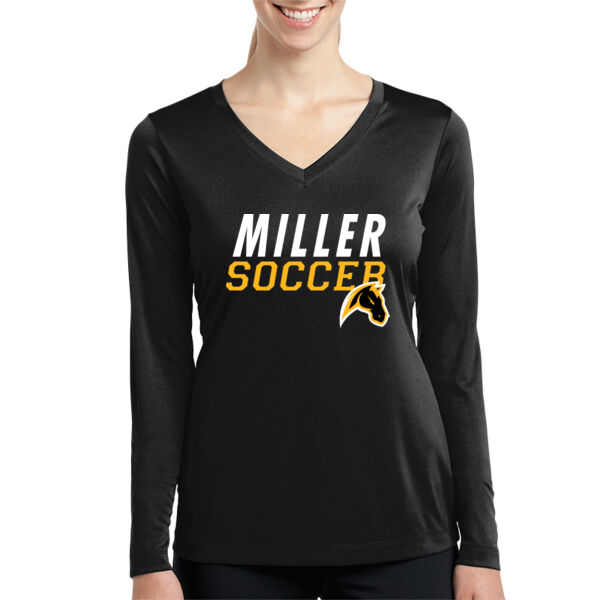 Miller Girls Soccer Ladies Long Sleeve PosiCharge Competitor V Neck Tee Thumbnail